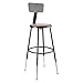 Round Stool with Backrest, Height 25" to 33"Black