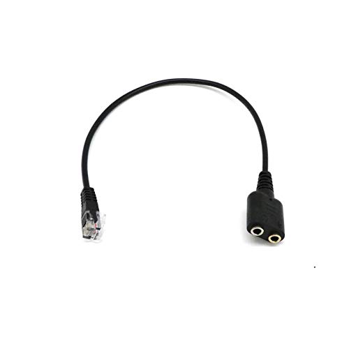 sahnah Dual 3.5mm Female to RJ9 Jack Adapter Convertor PC Headset Telephone Cable