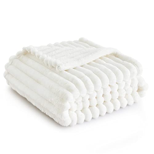 Bedsure GentleSoft White Throw Blanket 50x60