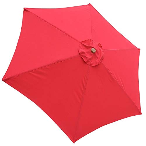 AMPERSAND SHOPS Replacement Cover for 9-Ft. 6-Rib Outdoor Patio Umbrella Canopy Sunshade Top (Red)