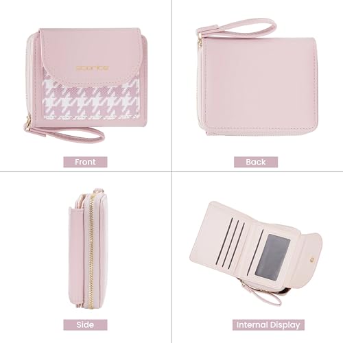 Image of Storite Women's Stylish Compact Leather Wallet 5 Card Slots,1 ID Window, Ladies Mini Purse Money Pocket with Zipper Closure - (Pink -11 Cm x 9 Cm x 3cm)