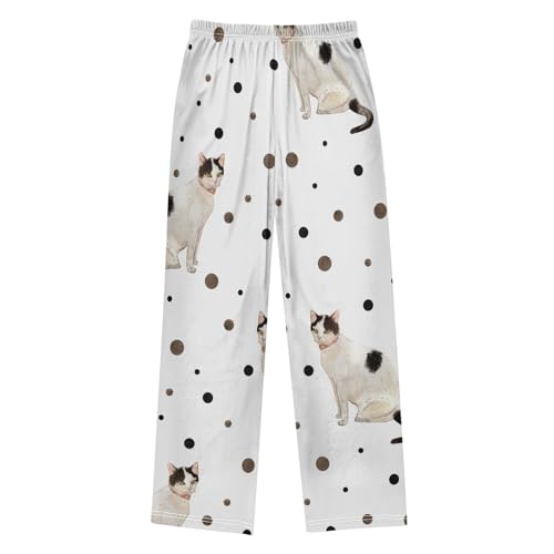 Watercolor Cat Boys Pants Boys Athletic Pants Long Pant for Boywith Pockets Wide-Leg Size 6-14Y2