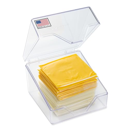 Pikanty American Sliced Cheese Holder | Airtight Storage Container for Fridge | Hinged Lid | Dishwasher Safe | Holds 24  - Detailed View