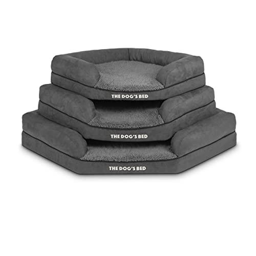 The Dog's Bed Orthopädisches Eck-Hundebett, Memory-Schaum, Wasserdicht, Mittel, Schwarzer Plüsch, lindert Schmerzen Bei Arthritis und Hüftdysplasie Therapeutisch Unterstützend, Tierärztlich Zugelassen