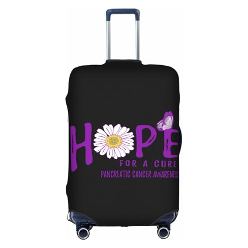 Travel Luggage Cover Hope For A Cure Pancreatic Cancer Awareness Flower Fashion Washable Baggage Suitcase Protector Fit For Luggage Medium