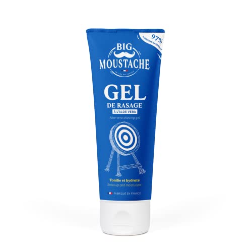 Gel de Rasage Transparent Homme 97% Naturel de Big Moustache - Fabriqué en France - Enrichi à l'Aloe Vera Bio - Rasage Précis - 75ml Cover