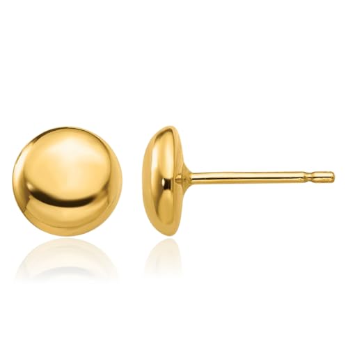 14K Solid Yellow Gold Half Ball Stud Earrings