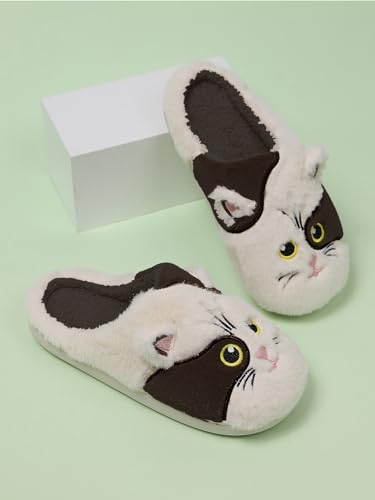 Image of Cute Cow Animal Print Slippers for Women - Beige, Flat, Open Toe, Lightweight, Casual, All Seasons