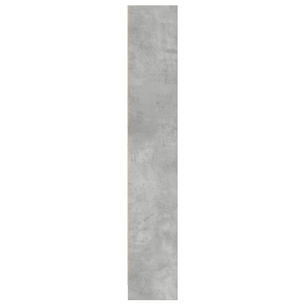 Bücherregal Betongrau aus Holzwerkstoff 40x24x143 cm, Standregal mit offenem Regalsystem, Stauraum für Bücher, Akten und Deko, vielseitiges Aufbewahrungssystem für Wohnzimmer und Büro
