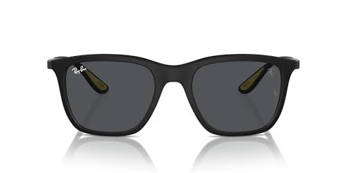 Ray-Ban RB4433M Scuderia Ferrari Collection Square Sunglasses, Matte Black/Dark Grey, 54 mm