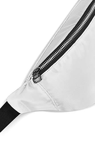 Image of Unisex Waist Pack Travel Handy Hiking Zip Pouch Elegant Style Document Money Phone Belt Sport Bag Bum Bag for Men and Women Nylon Adjustable Strap (Snow White Metal Zip)