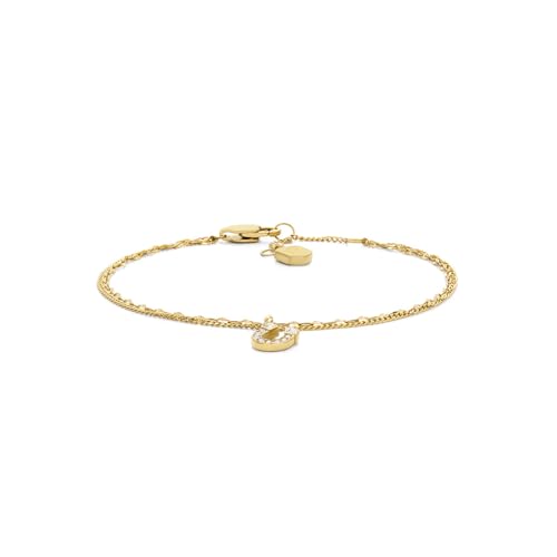 Bracelet Fossil double chaîne en laiton pour femme avec un fermoir mousqueton