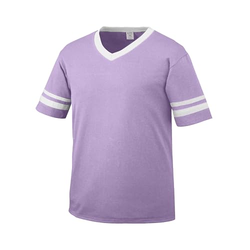 Augusta Sportswear Boys' Standard Youth Sleeve Stripe Jersey, Light Lavender/White, Large