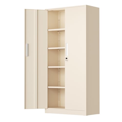 Image of INTERGREAT Tall Metal Storage Cabinet, 72 inch Locking Steel Cabinet with Door and Shelves, Utility Cabinets for Office, Garage,Home,(Gray)