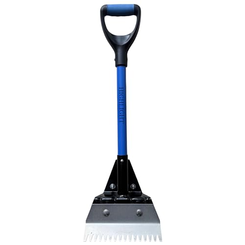 HIGHLIGHT 28.5 Inch Heavy-Duty Short Handle Roof Shingle Removal Shovel Carbon Steel Shingle Ripper with Nail Puller Non-Slip D-Handle Fiberglass Handle for Roofing Tear-Off