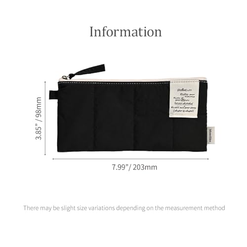 Image of Monolike Archive247 Cushion Pencil Case, 07. Black - Pencil Pouch, Portable Pencil Bag, Pencil Case, Office Pouch case, Cushion, Soft, Vintage