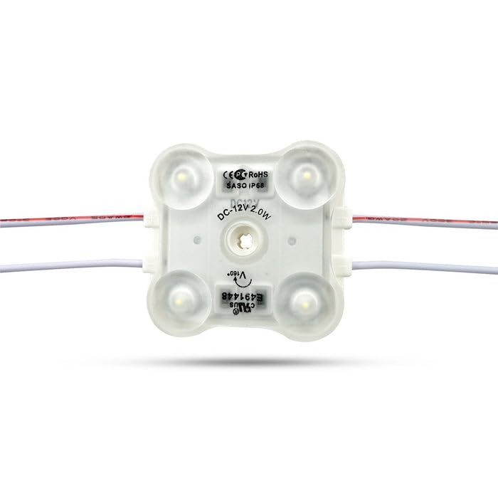 G.W.S® 2835 LED Injection Module 12V 2W Cool White 6500K IP67 Waterproof LED Sign Lighting for Channel Letters, Light Box & Advertising Signs (4 LEDs, 20pcs/Pack)