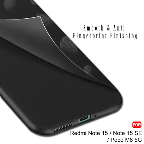 Image of TheGiftKart Sleek Back Cover Case for Mi Redmi Note 15 / Note 15 SE /Poco M8 5G | Slim Fit Protective Design | Ultra Matte Finish | Camera Protection Bump | Soft Silicon Cover Case (Silicone, Black)
