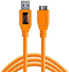 TetherPro USB 3.0 SuperSpeed Micro-B Cable, 15 feet, High-Visibility Orange