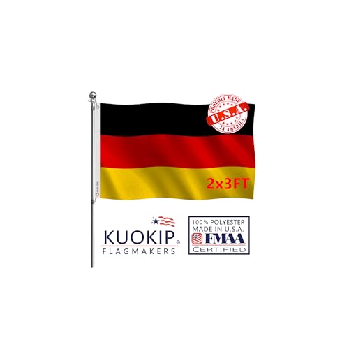 Double Sided German Flag 2x3 FT Made in USA Outdoor Heavy Duty 3 Ply Polyester The Germany DEU Flags with White Starting Tape and 2 Brass Grommets