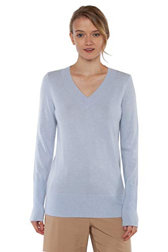 Image of JENNIE LIU Women's 100% Pure Cashmere Long Sleeve Ava V Neck Pullover Sweater