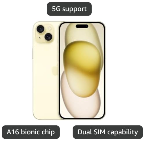 Image of Apple iPhone 15 Plus, 128GB, Yellow - Locked to Cricket (Renewed)
