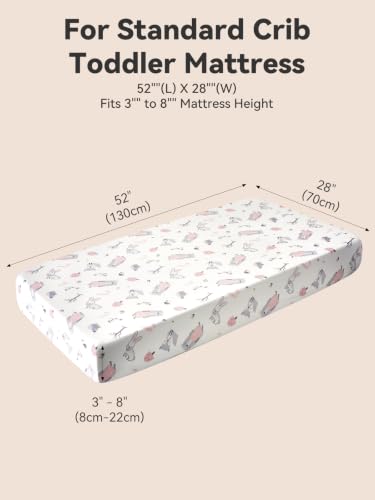 Image of TILLYOU Baby Crib Sheets for Boys Girls, Super Soft Toddler Bed Sheets, 2 Pack Sheets for Standard Crib Mattress 28x52in, Playful Animals