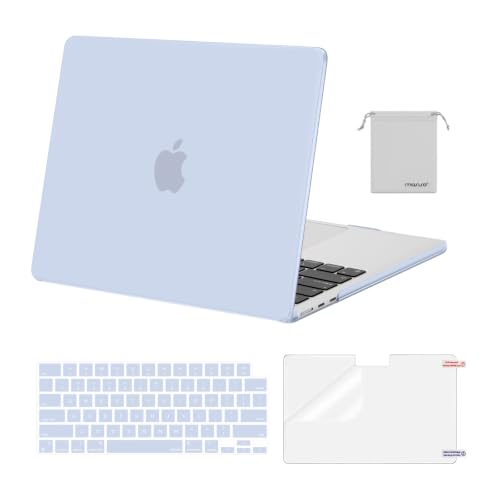 Image of MOSISO Compatible with MacBook Air 13 inch Case M5 2026 M4 2025 M3 M2 2024-2022 A3449 A3240 A3113 A2681,Hard Shell&Keyboard Cover&Screen Film&Pouch for MacBook Air 13.6 inch Case, Pastel Blue
