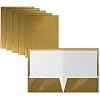 Better Office Products 2 Pocket Glossy Laminated Metallic Gold Paper Folders, Letter Size, 25 Pack, Paper Portfolios Box of 25