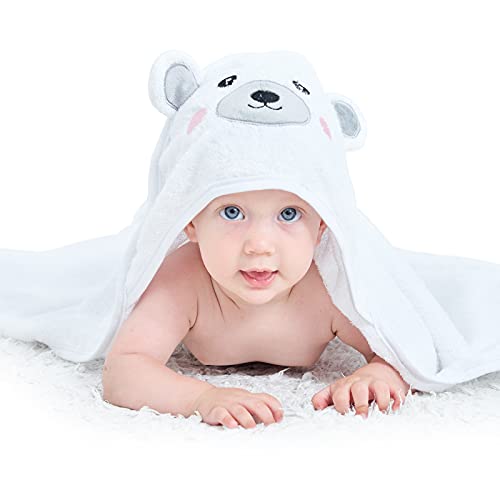 Image of Touchat Hooded Baby Towels, Ultra Soft and Hypoallergenic Baby Bath Towels with Hood for Toddler Infant Newborn, Large and Absorbent Toddler Towels for Baby Boy Girl (Bear, 35.1''x35.1'')