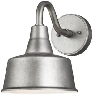 Sea Gull Lighting Generation 8537401-57/T Transitional One Outdoor Wall Lantern from Seagull-Barn Light Collection, Nickel, Silver Finish, Weathered Pewter