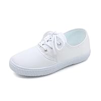 HOVELL Kids White Canvas Shoes Toddler Classic Slip-on Uniform Sneaker for Girls Boys Casual Tennis Running Shoes