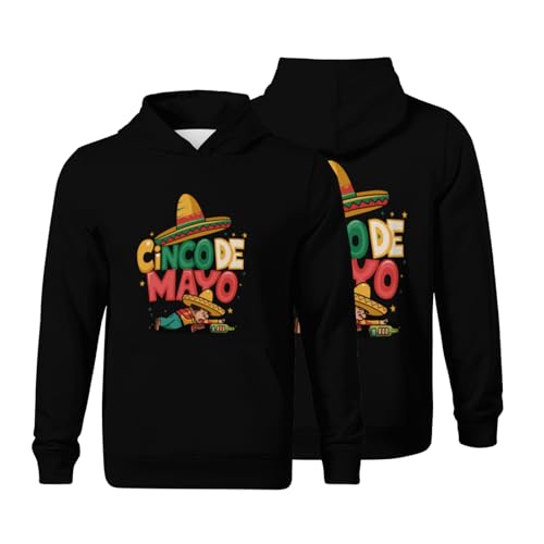 Kids Retro Cinco de Mayo Mexican Funny Drunk Boys Girls Lightweight Kangaroo Pocket Fleece Hoodies