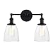 Pathson 2 Light Wall Sconce, Vintage Style Industrial Wall Light Fixtures with Oval Cone Clear Glass Shade for Bathroom Lighting