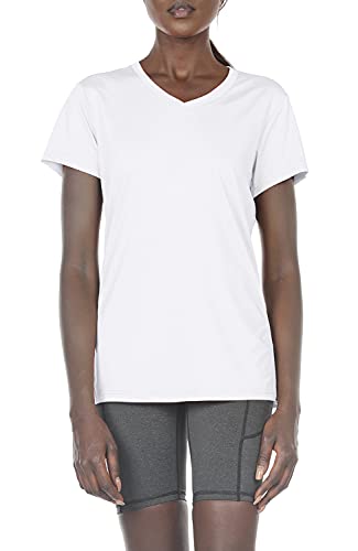 Image of icyzone Workout Shirts Yoga Tops Activewear V-Neck T-Shirts for Women Running Fitness Sports Short Sleeve Tees