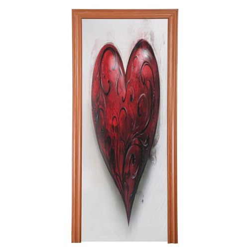 FLildon Valentine's Day Big Heart Door Cover Decoration, Party Accessory Porch Decor for Festive Ornament Room Door Covers 35 x 79 Inch