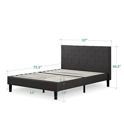 Image of ZINUS Shalini Upholstered Platform Bed Frame, Mattress Foundation, Wood Slat Support, No Box Spring Needed, Easy Assembly, Dark Grey, Full