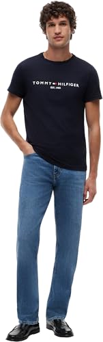 Tommy Hilfiger Herren T-Shirt Kurzarm Core Tommy Logo Rundhalsausschnitt, Blau (Sky Captain), XL – Ansicht 6