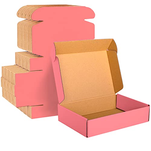 Cajas de cartón corrugado rosa de 9 x 6 x 2 pulgadas, paquete de 30 cajas de envío para pequeñas empresas, cajas de embalaje para correo