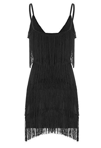 Women 1920s Gatsby Flapper Dress Sexy Open Back Strap Fringed Cocktail Party Dress with 20s Accessories4