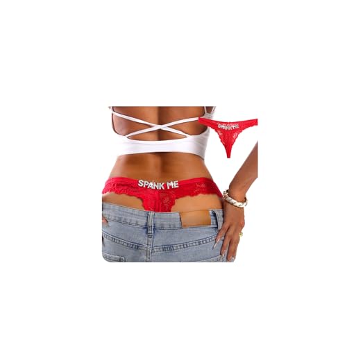 ZSXZCGSB Sexy Underwear for Women Lace Panties with Cheeky Letter Design Soft Floral Mesh Lingerie Thongs for Women Sexy Gifts