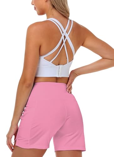 Image of AOBUTE Womens High Waist Swim Board Shorts with Pockets Quick Dry Bike Shorts