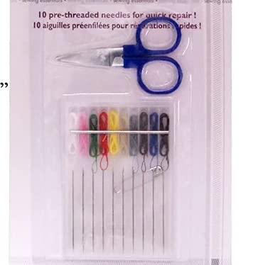 Sewing Essentials, Travel Sewing Kit with Scissor and 10 Threaded Needles