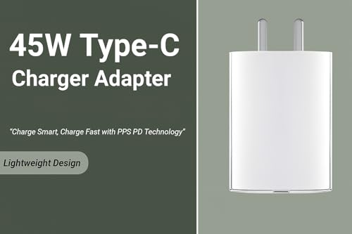 Image of Nothing Phone 45W Type C Fast Charger Adapter for Phone 3a Pro /3a /2a Plus /2A /2 /CMF Phone 1 /Buds /Ear Stick, Upto 50W Power Charger for Mobile, 45 W USB C Charging Adaptor, 45watt Charge, White