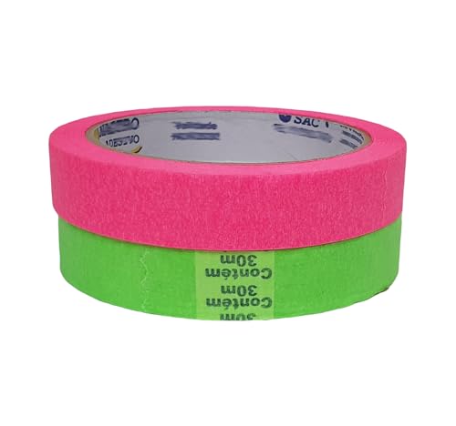 Kit De Fita Crepe Neon Colorida Com 4 Cores De 18mm X 30m
