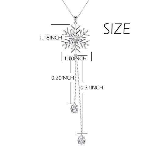 Daochong S925 Sterling Silver Snowflake Long Sweater Chain Statement Necklace Pendant For Women 28 Inches #TOP5
