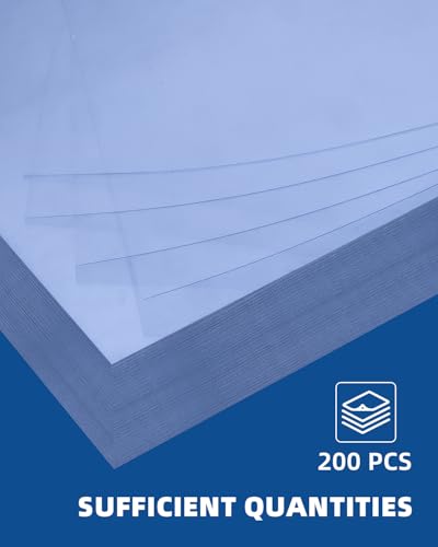 Dynta Binding Covers 200 Pack Clear Report Cover, 8 mil PVC Cover Sheets for Binding, Letter Size 8.5 x 11 Inches, Square Corners, Un-Punched, Office Supplies