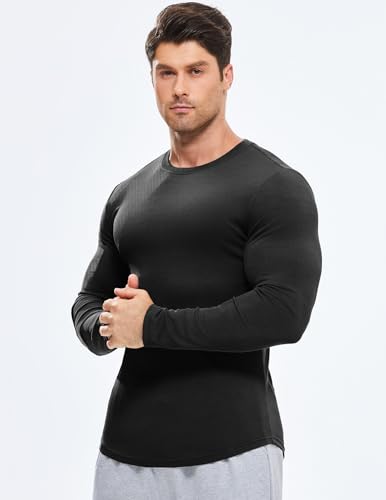 JMIERR Mens Long Sleeve Muscle T Shirts Casual Crewneck Longline Ribbed Tee Shirts for Gym Workout2