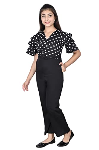 Image of Girls Flared Sleeves Printed Jumpsuit-66