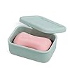 Leak Proof Silicone Travel Soap Case with Draining Layer, Travel Size Toiletry, Portable Soap Container for One Regular Bar Soap Perfectly, Shatter-Proof Soap Holder for Bathroom, Gym (Mint Green)